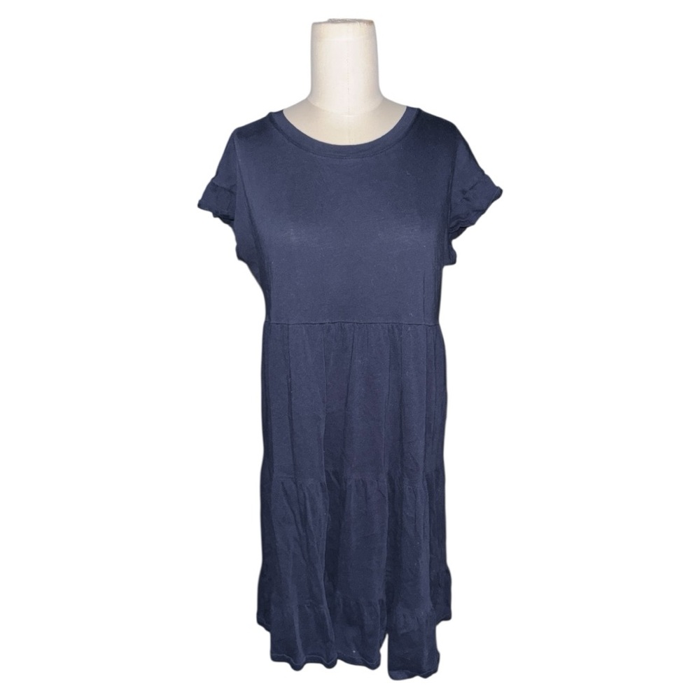 J. Crew Navy Blue Tiered Broken-in Jersey Dress